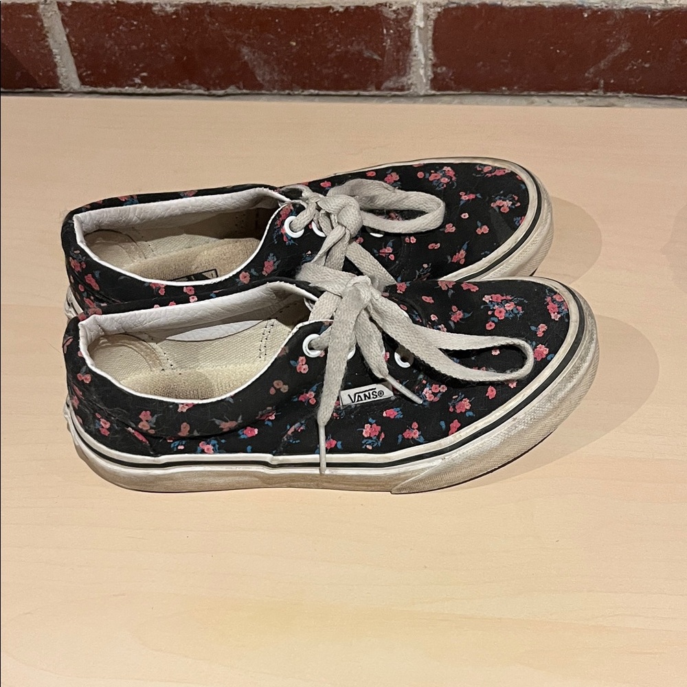 Vans Black and Pink Floral Sneakers - Picture 2 of 5